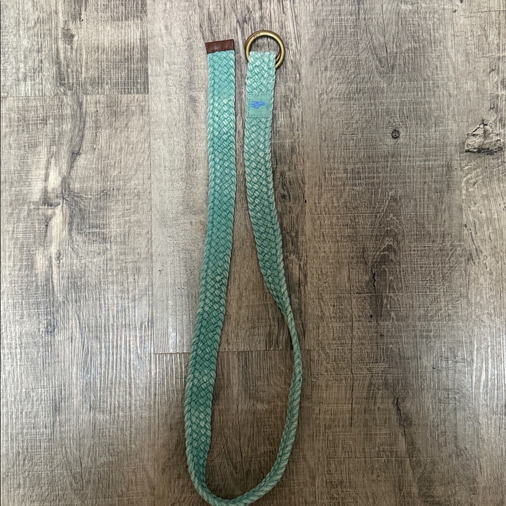 Polo by Ralph Lauren Woven Green Belt with Brass Buckle
